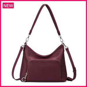 Genuine Leather Hobo Bag with RFID Wallet, Anti-Theft, Convertible Crossbody